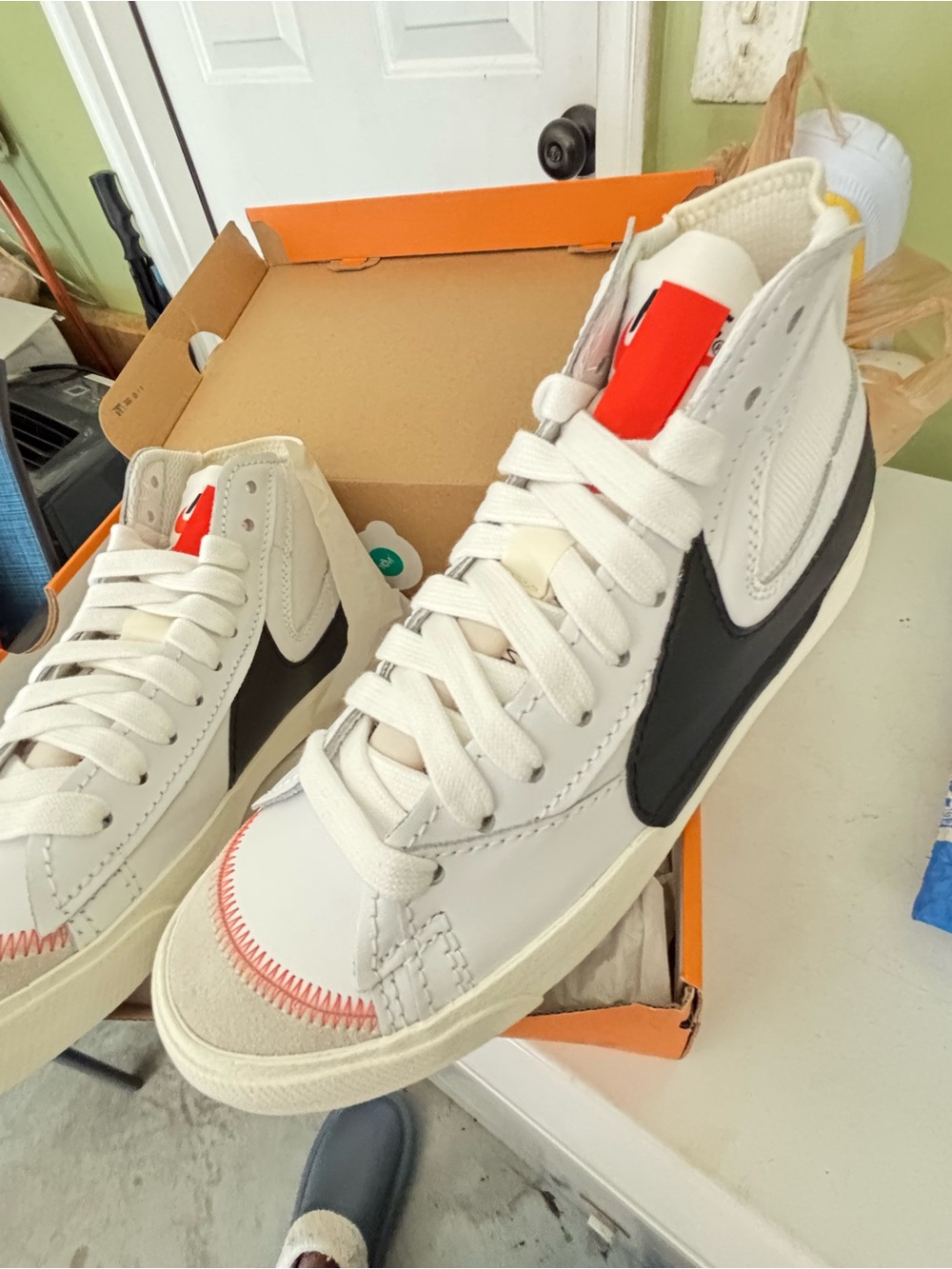 Nike High-Top Sneakers - White / Black with Red Accents size11-5 M